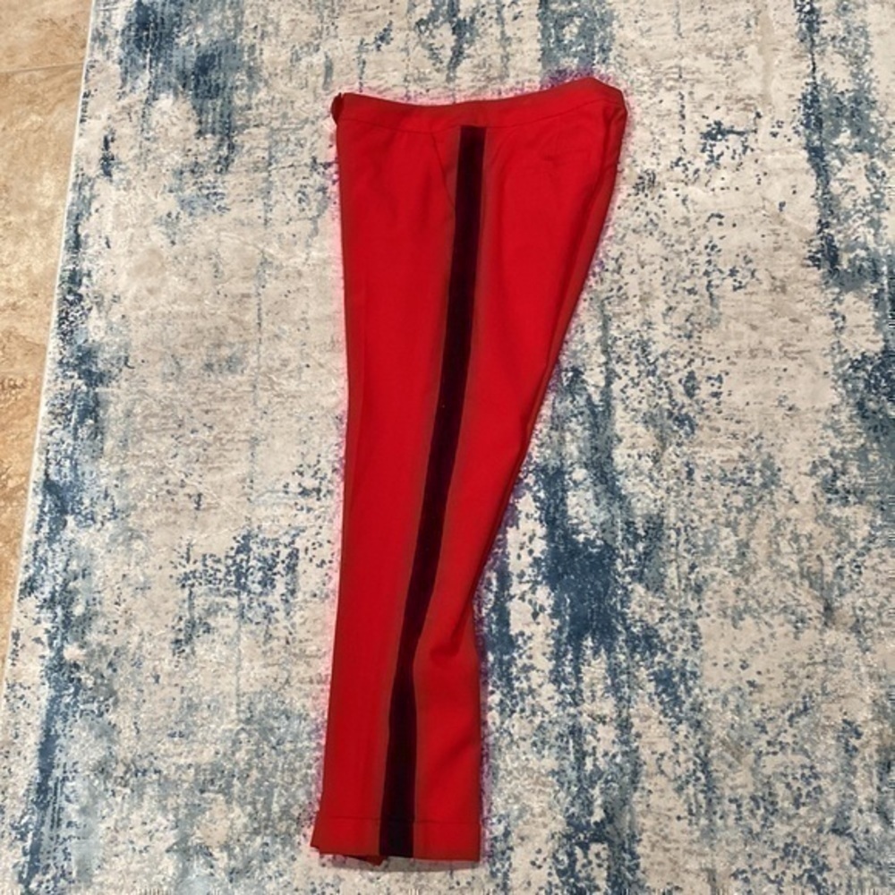 Mason Red Cropped Trousers Black Side Stripes - Picture 5 of 7